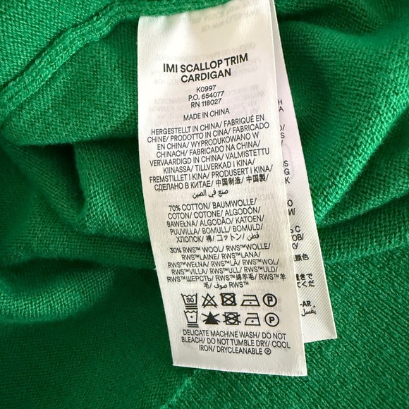 Boden Green Scallop Trim Cardigan Sweater Button Front Long Sleeve Women's L - Picture 7 of 7